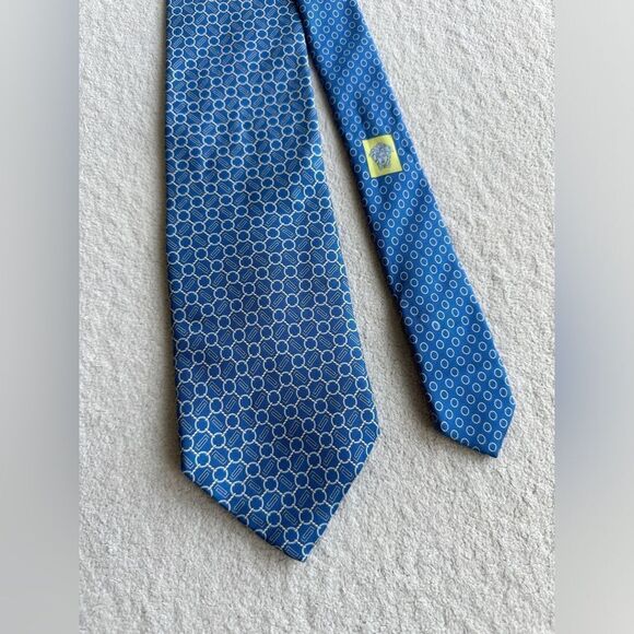 Versace Medusa Silk Tie Rectangles Diamond Logo Pattern | Made in Italy - Picture 1 of 6